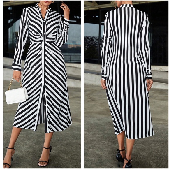 Classic Stripes Button Down Shirt Dress - Picture 2 of 2